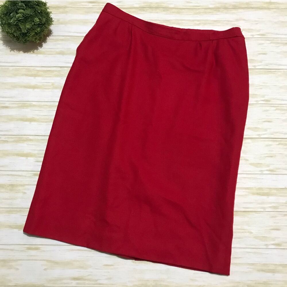 Pendleton Vintage Bright Christmas Red Wool Pencil Midi Skirt Women’s Size 14